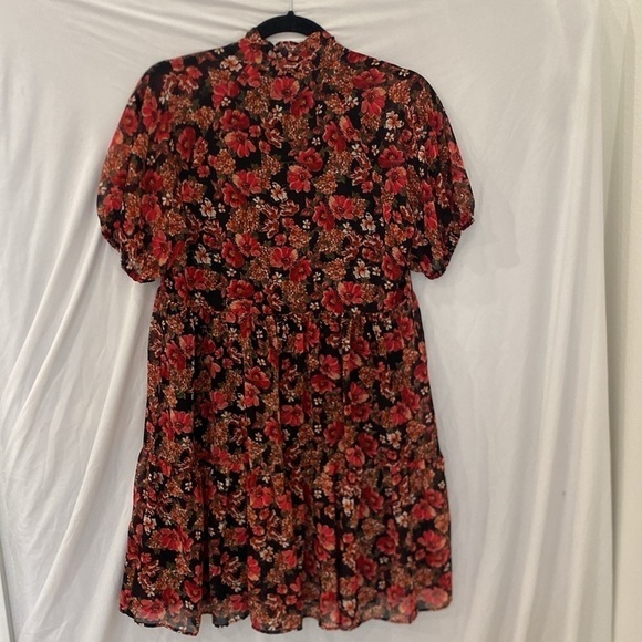 1. State Babydoll Dress w/ V-Neck, Ruffle Collar, Short Sleeves, Floral, Size Xs - Picture 5 of 5